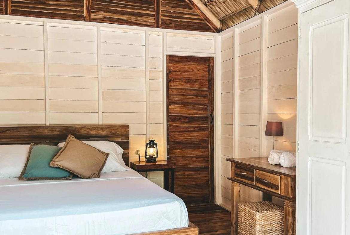 Private bungalow room at Monoloko Lodge, a boutique surf lodge in Popoyo, Tola, Nicaragua