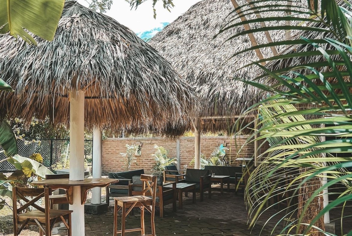 Communal lounge area for guests at Monoloko Lodge, Popoyo, Tola, Nicaragua